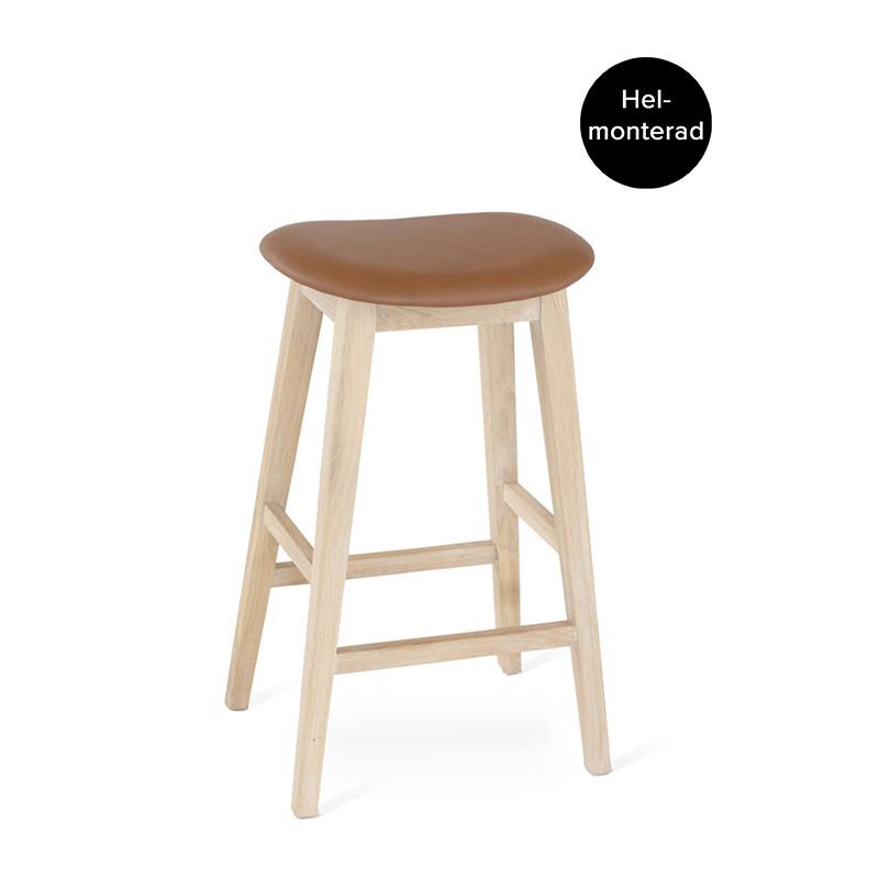 KYOTO Barpall vitoljad ek, sits cognac läder